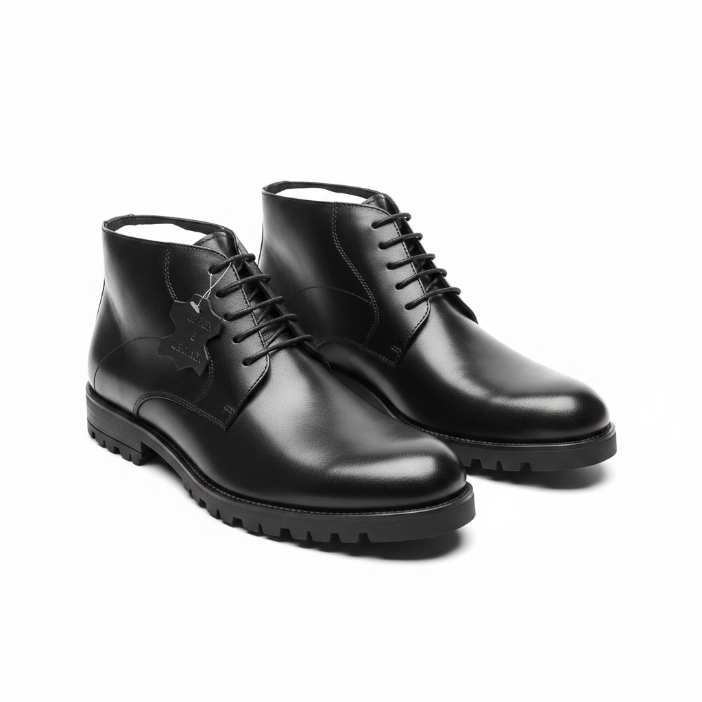 Men's Genuine Leather Chukka Boots Black
