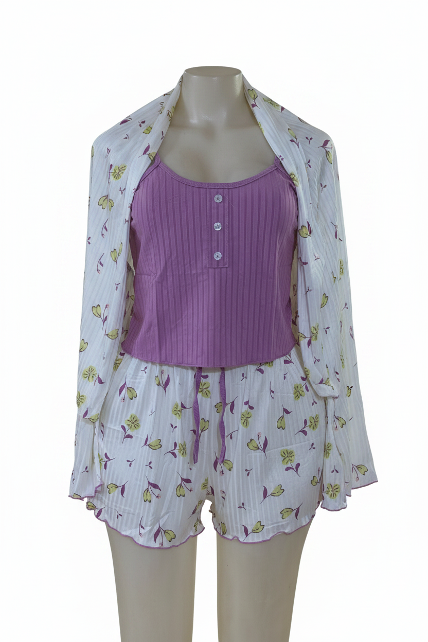 Ladies Nightwear Set – Purple Floral
