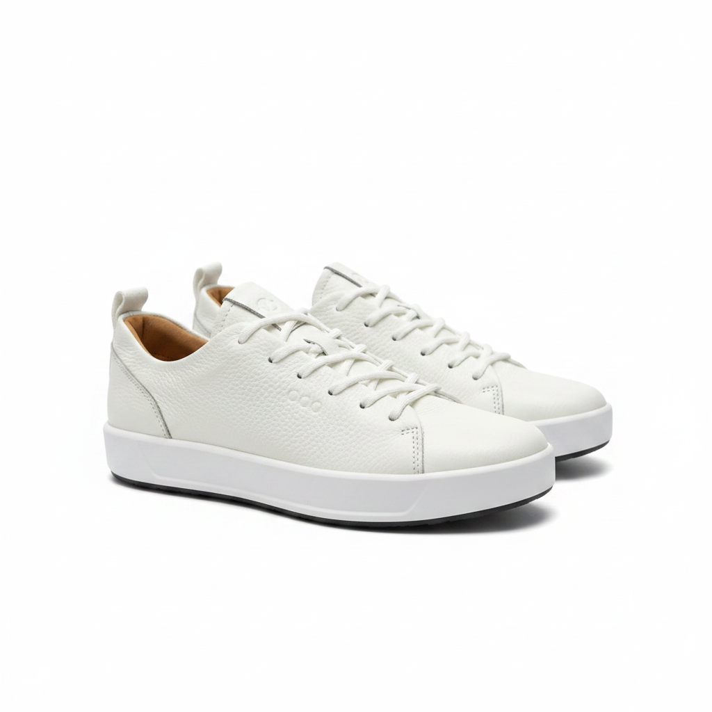White Embossed Leather Low-Top Sneaker