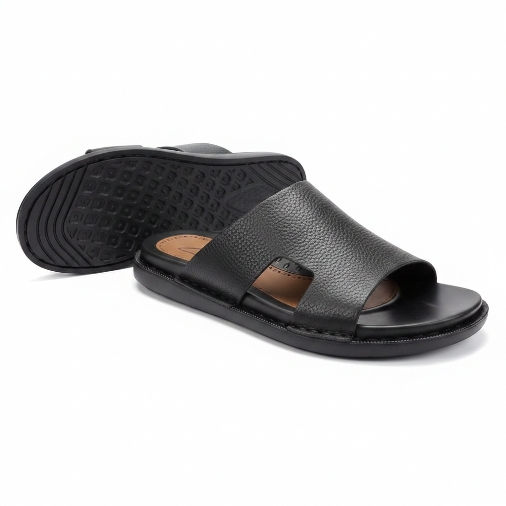 Clarks Men's H-Strap Leather Slide Sandals