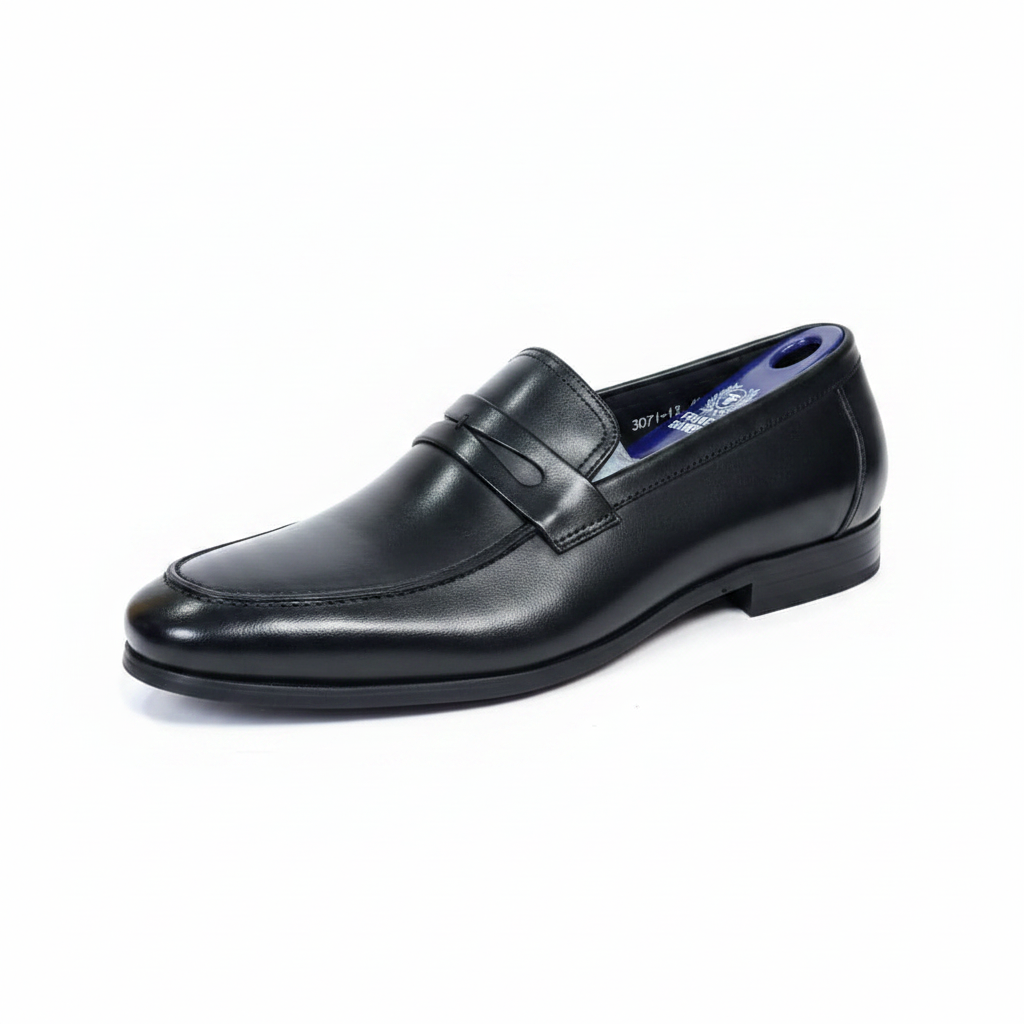 Franco Banetti Black Leather Penny Loafer