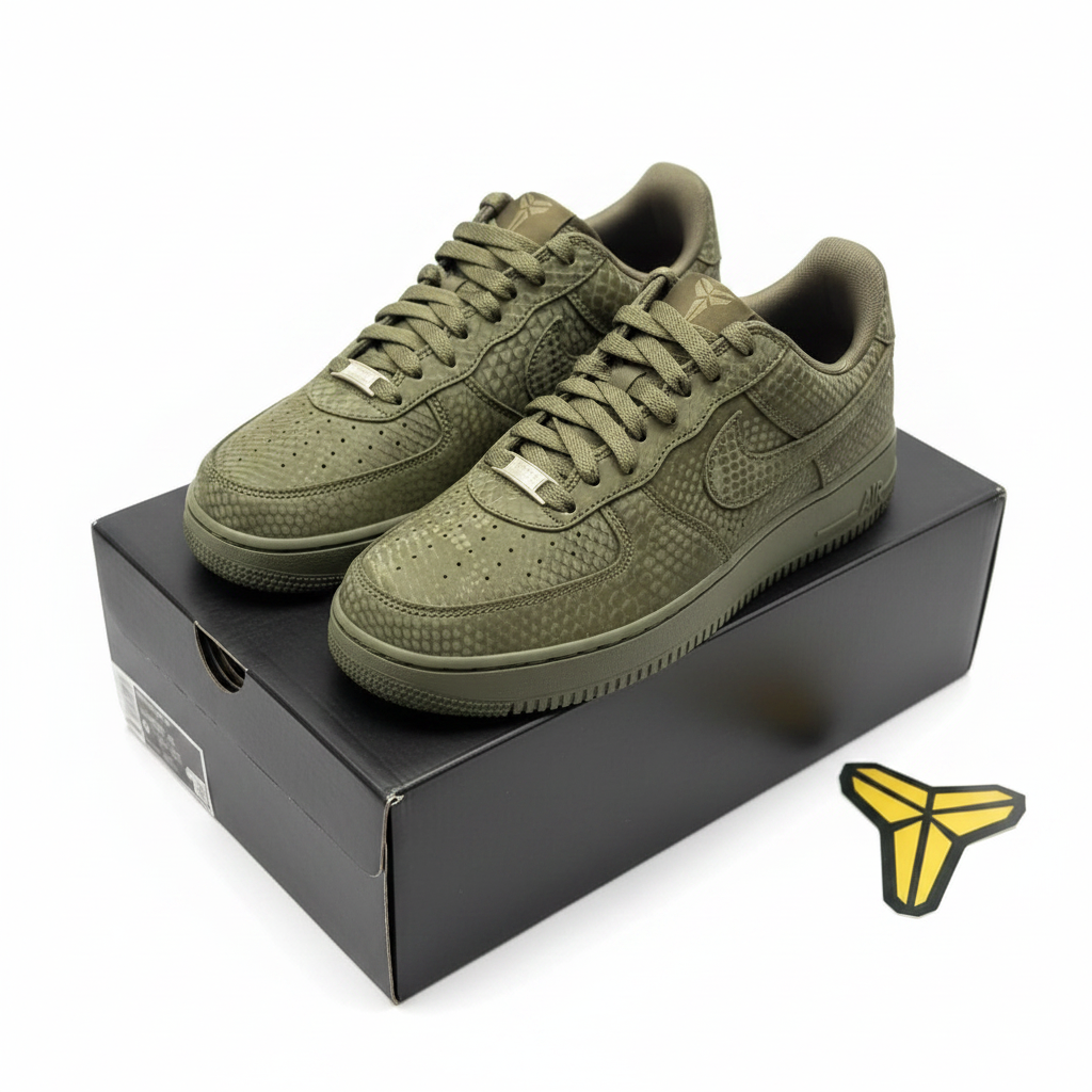Olive Green Snake Embossed Sneakers