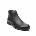 Black Pebbled Leather Zip Ankle Boot