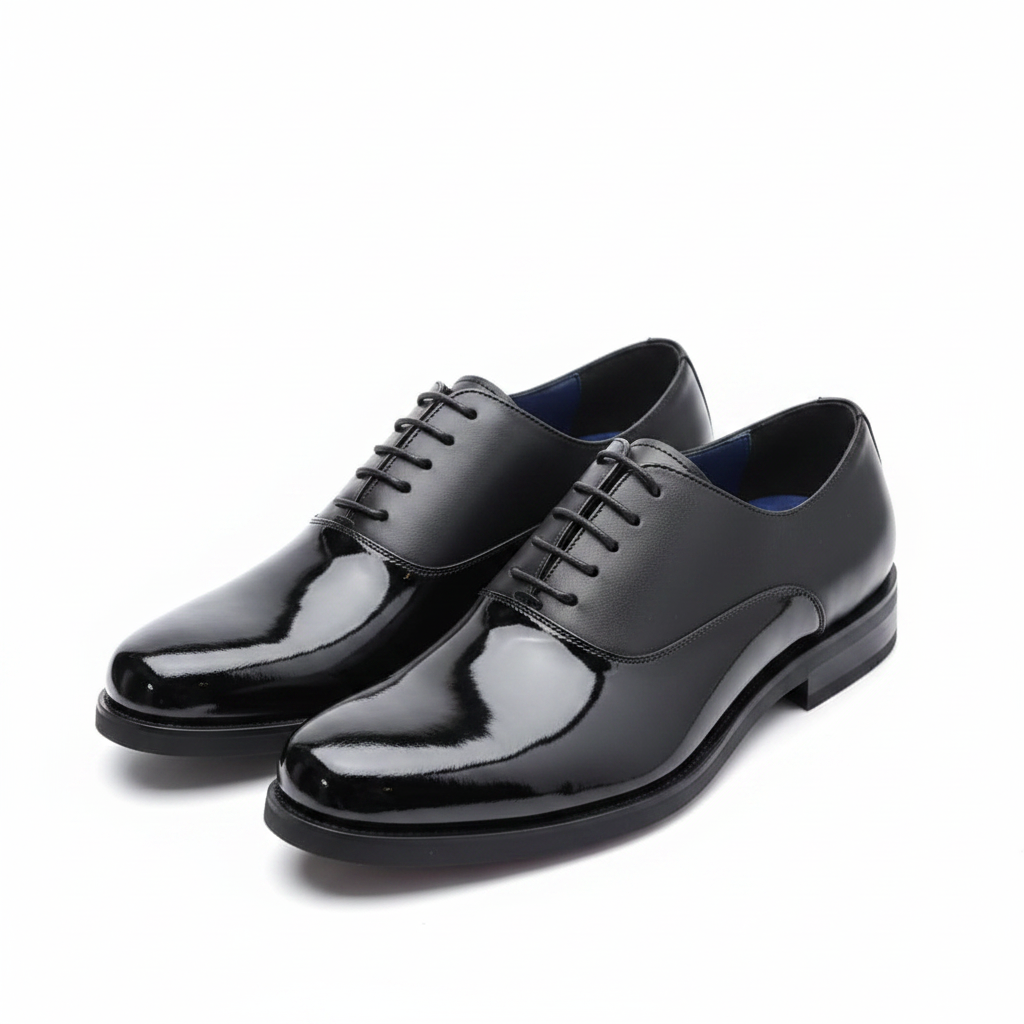 Franco Banetti Black Two-Tone Patent & Matte Oxford