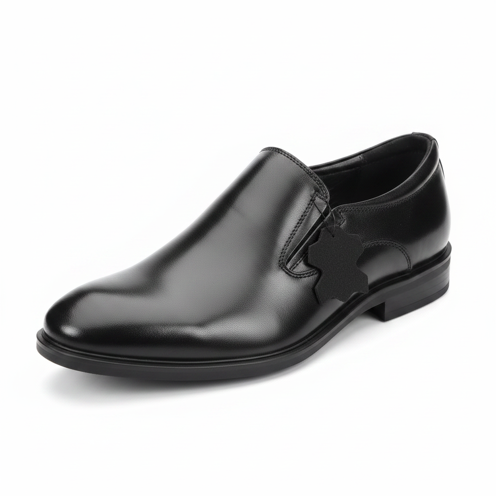 Men's Black Leather Slip-On Dress Shoe