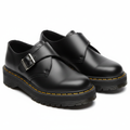 Black Leather Single Monk Strap Platform Oxford Shoes