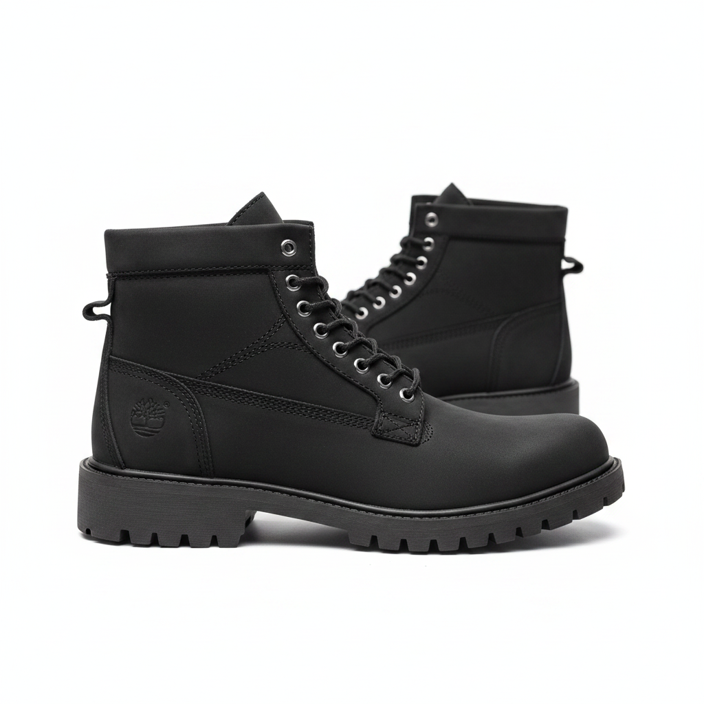 All-Black Nubuck Leather Work Boot