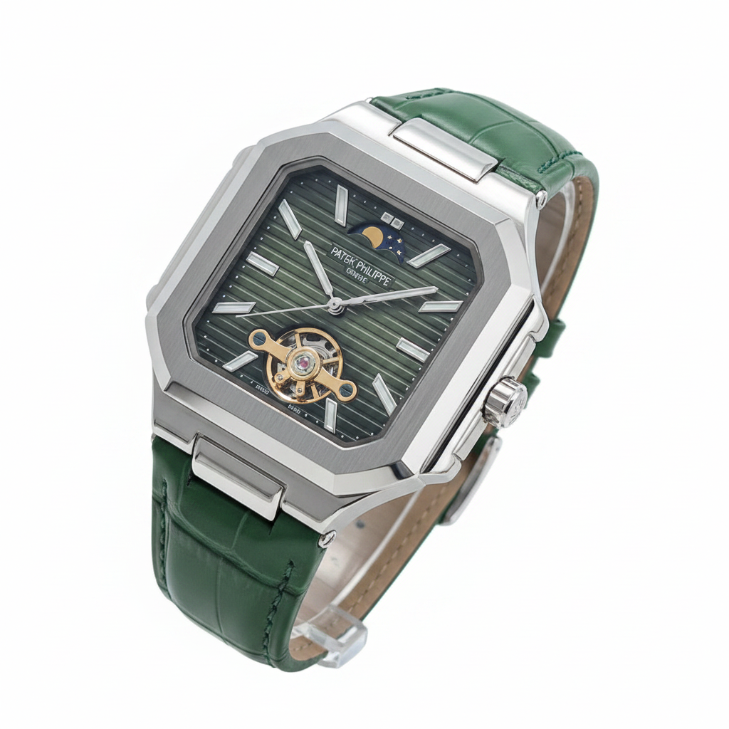 Patek Philippe Geneve Tourbillon Square Watch – Leather Strap