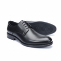 Men's Black Leather Plain Toe Derby Lace-Up Dress Shoe