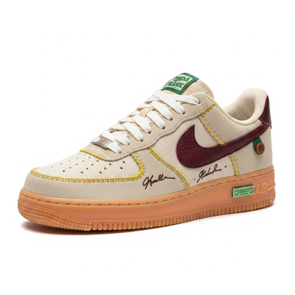 Nike Air Force 1 Low x Panda Pranks Beige/Burgundy