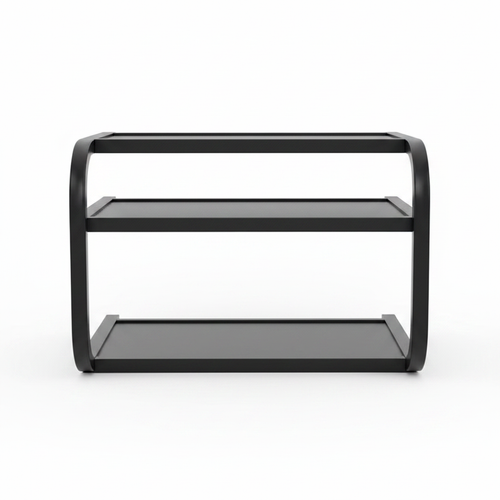 Black Metal Microwave Oven Rack two tier kitchen shelf