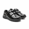 Crabkids Black Patent Double Velcro School Shoes