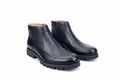 Black Pebbled Leather Zip Ankle Boots with Lug Sole