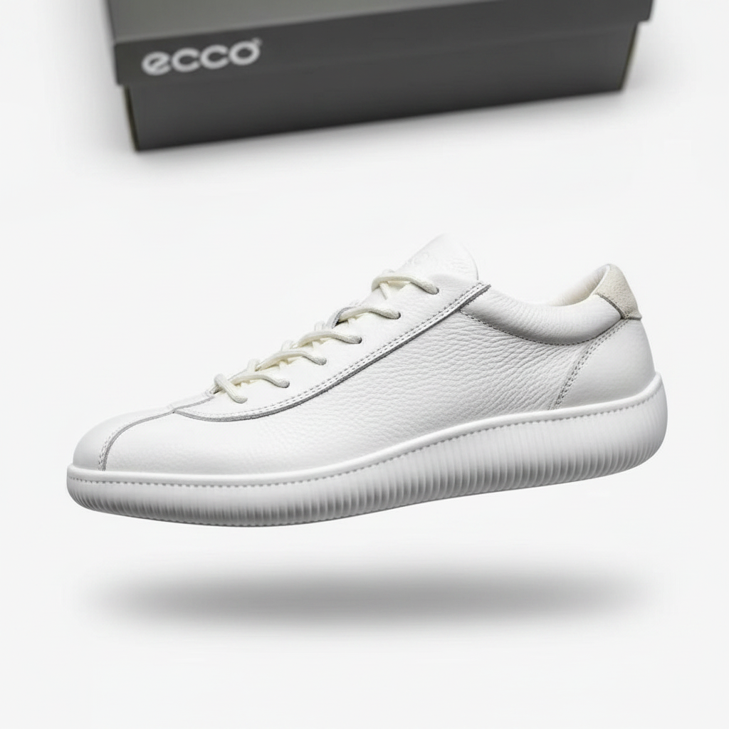 ECCO All-White Leather Low-Top Sneaker