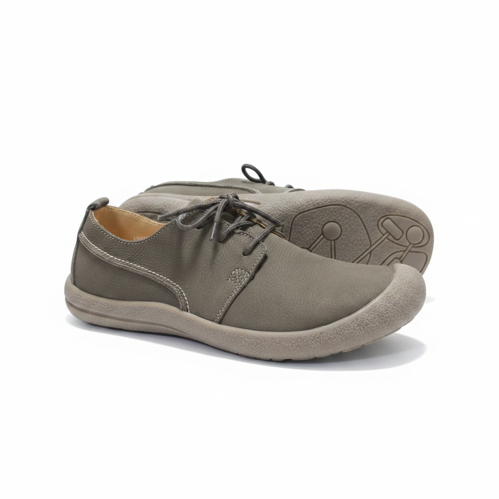 Nubuck Leather Lace-Up Casual Shoe - Grey