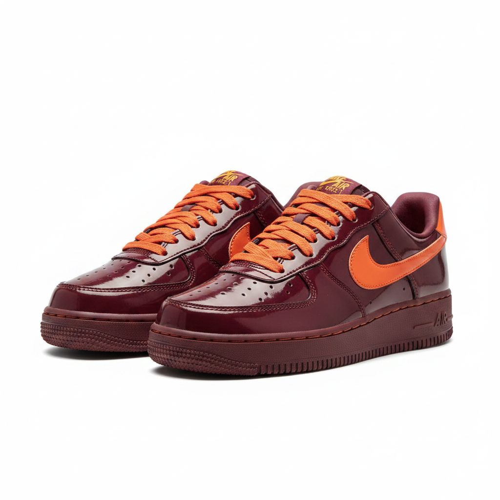 Nike Air Force 1 Low – Burgundy/Orange Patent