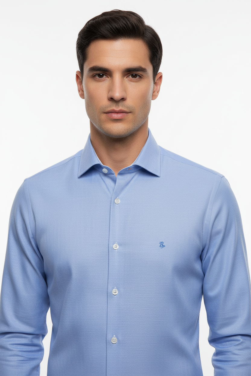 Men's Cornflower Blue Oxford Formal Dress Shirt – Brezzo