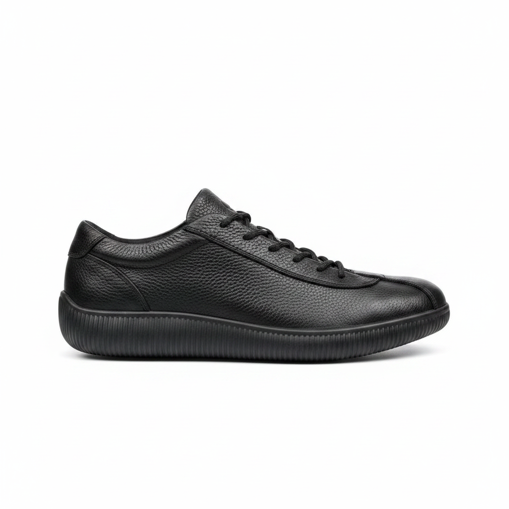 ECCO All-Black Leather Low-Top Sneaker