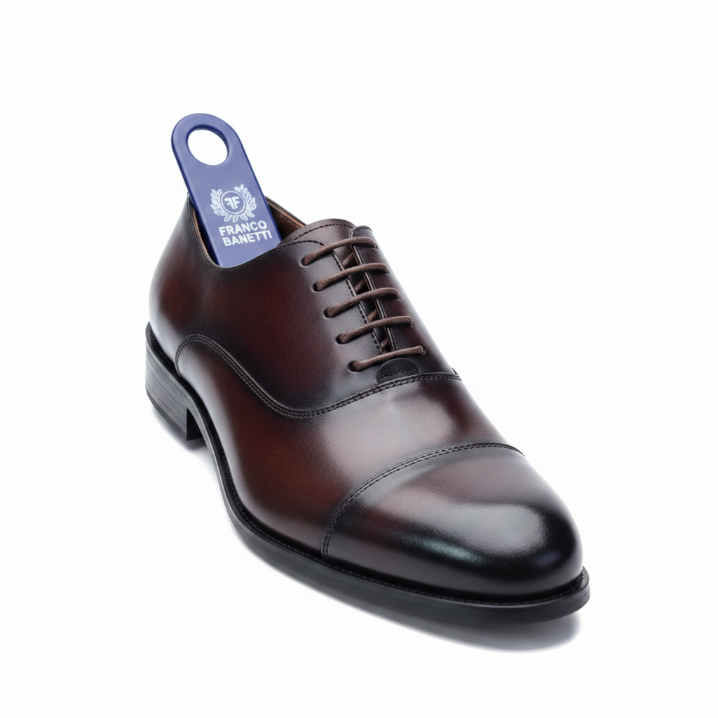 Franco Banetti Men's Burgundy Cap-Toe Oxford