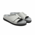 Jil Sander Men's Minimalist Grey Leather Slide Sandals