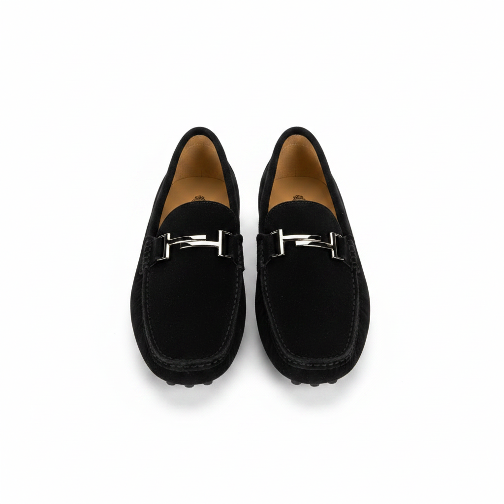 Tod's Black Suede T-Bar Loafers