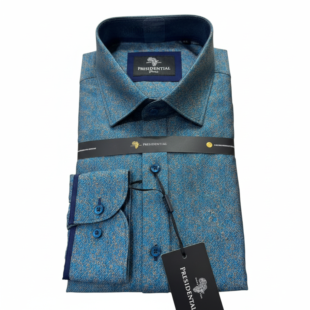 Presidential Men's Dress Shirt – Teal Blue Speckle