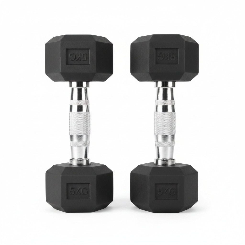 Rubber Hex Dumbbells – Pair (Home Exercise)