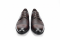 Dark Brown Leather Woven Texture Derby Dress Shoes