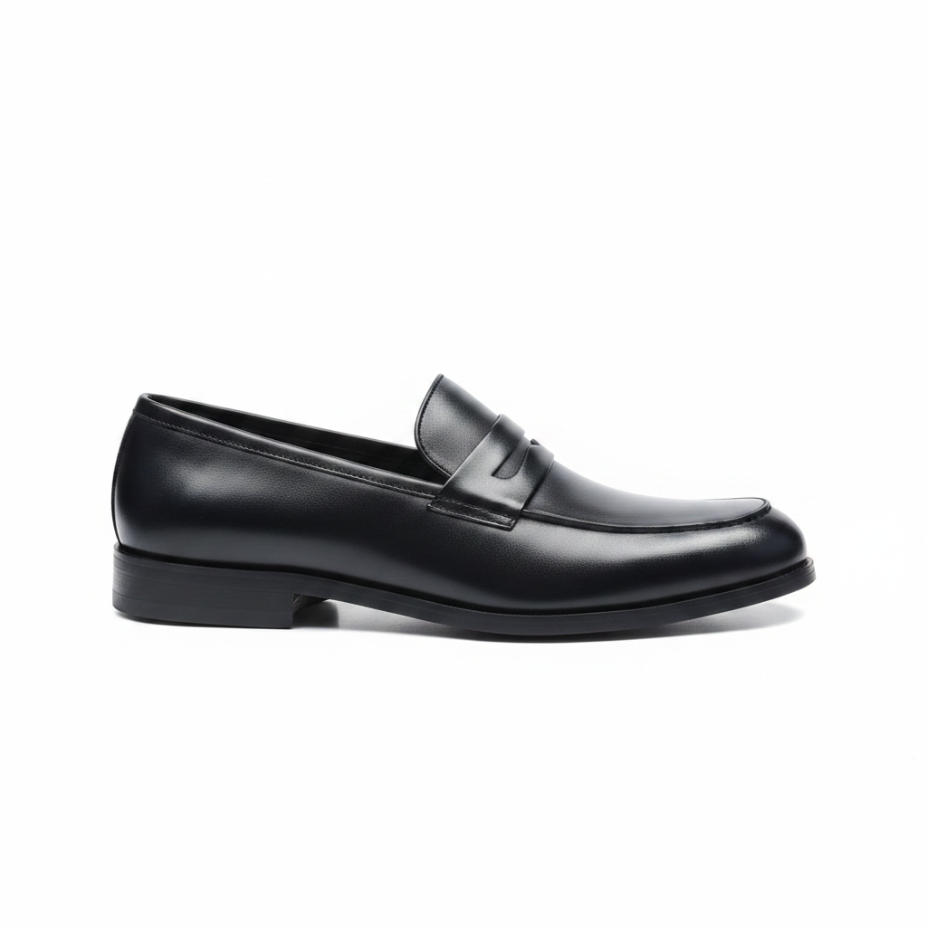 Franco Banetti Men's Black Leather Penny Loafer