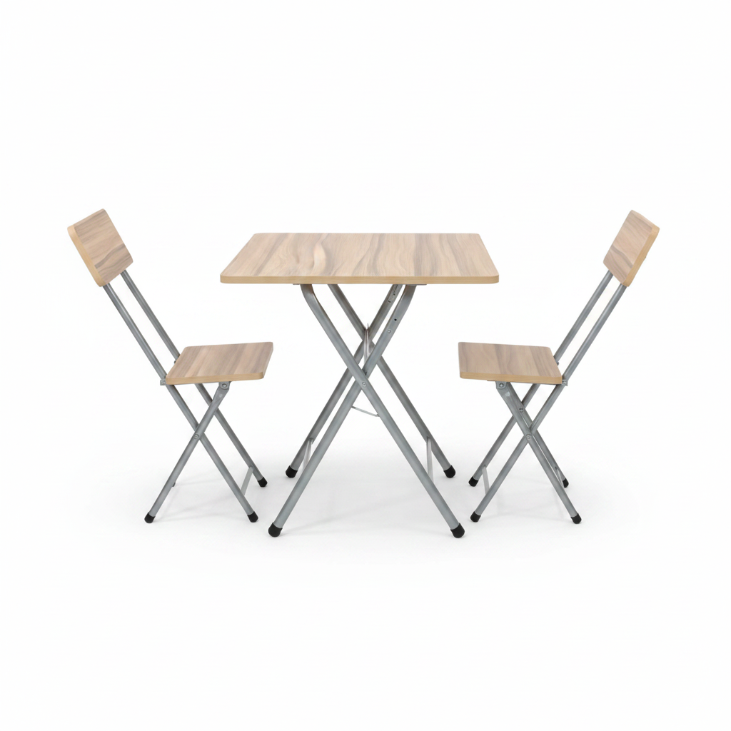 X-Shape Foldable Table Set with 2 Chairs