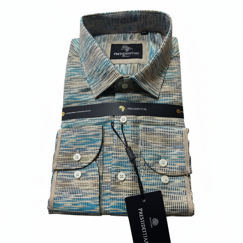 Presidential Men's Dress Shirt – Multicolor Crosshatch Weave