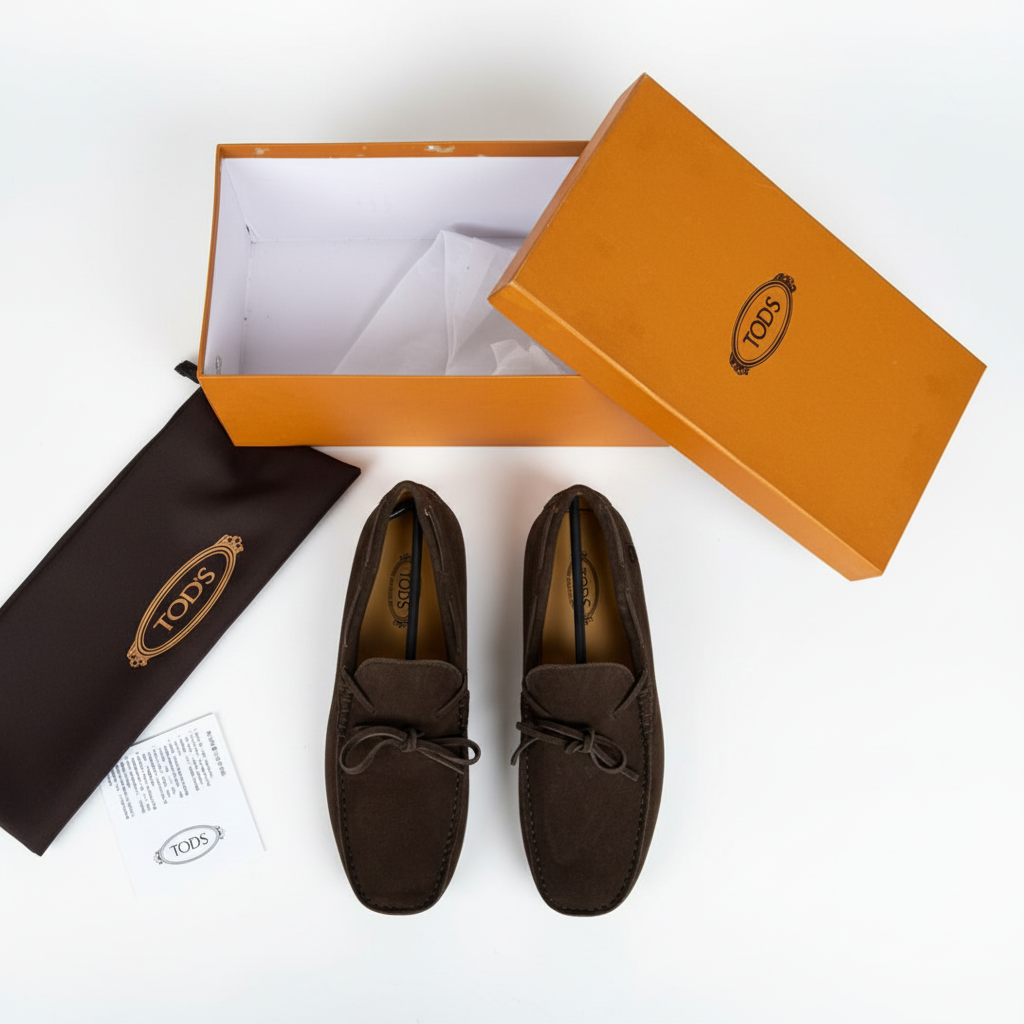 Tod's Dark Brown Suede Lace Moccasin Loafers