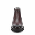 Dark Burgundy Pebbled Leather Zip Ankle Boot