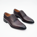Dark Burgundy Pebbled Grain Whole-Cut Oxford Dress Shoes