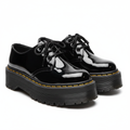 Black Patent Leather Platform 3-Eyelet Oxford Shoes with Yellow Welt