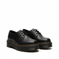 Black Leather Platform 3-Eyelet Oxford Shoes with Yellow Welt