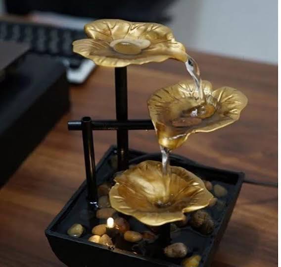3-Tier Golden Lotus Leaf Water Fountain