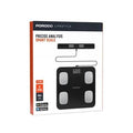 Porodo Lifestyle Precise Analysis Smart Scale box with black tempered glass platform and LED display