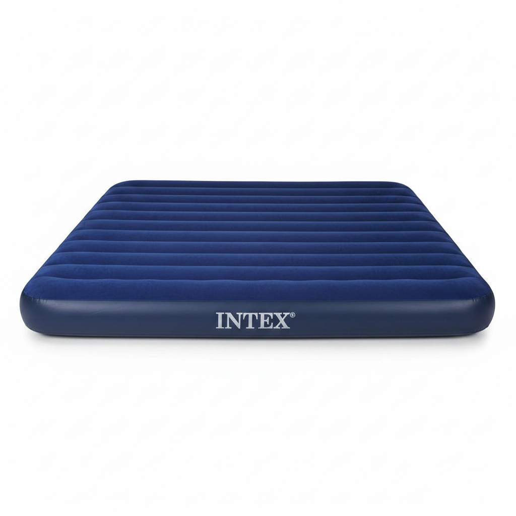 Intex 5x6 Double Inflatable Air Mattress - Navy Blue with ribbed flocked top surface