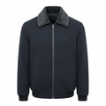 Men's Dark Navy Diamond Jacquard Zip-Up Jacket
