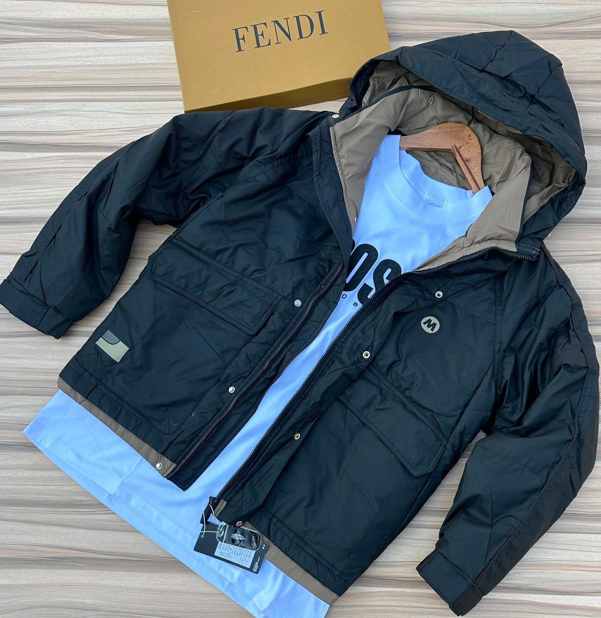 Men's Navy Blue Hooded Jacket