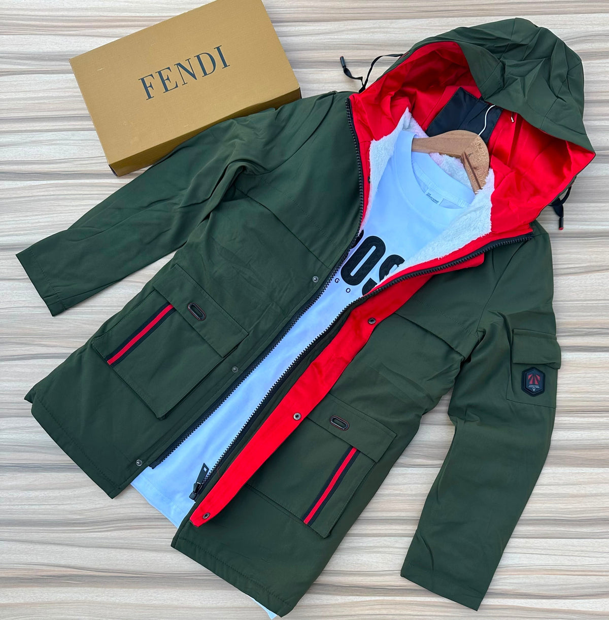 Men's Army Green Long Parka Jacket