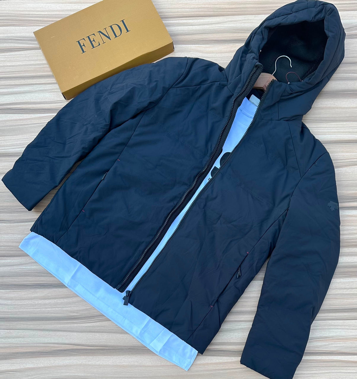 Men's Dark Navy Hooded Zip Jacket