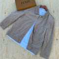 Men's Beige Houndstooth Overshirt Jacket