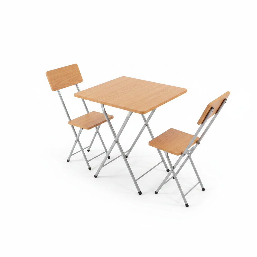 X-Shape Foldable Table Set with 2 Chairs