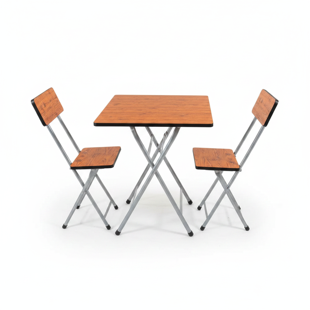 X-Shape Foldable Table Set with 2 Chairs