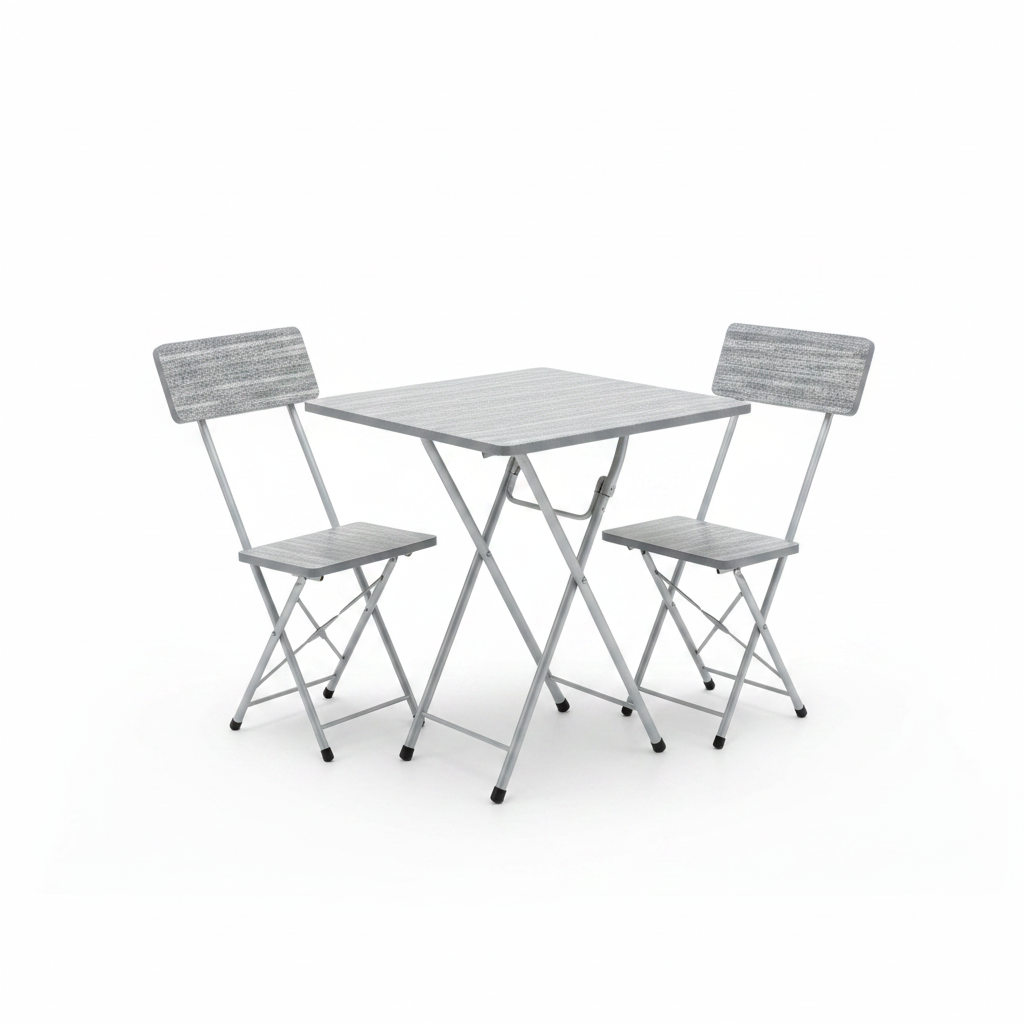 X-Shape Foldable Table Set with 2 Chairs