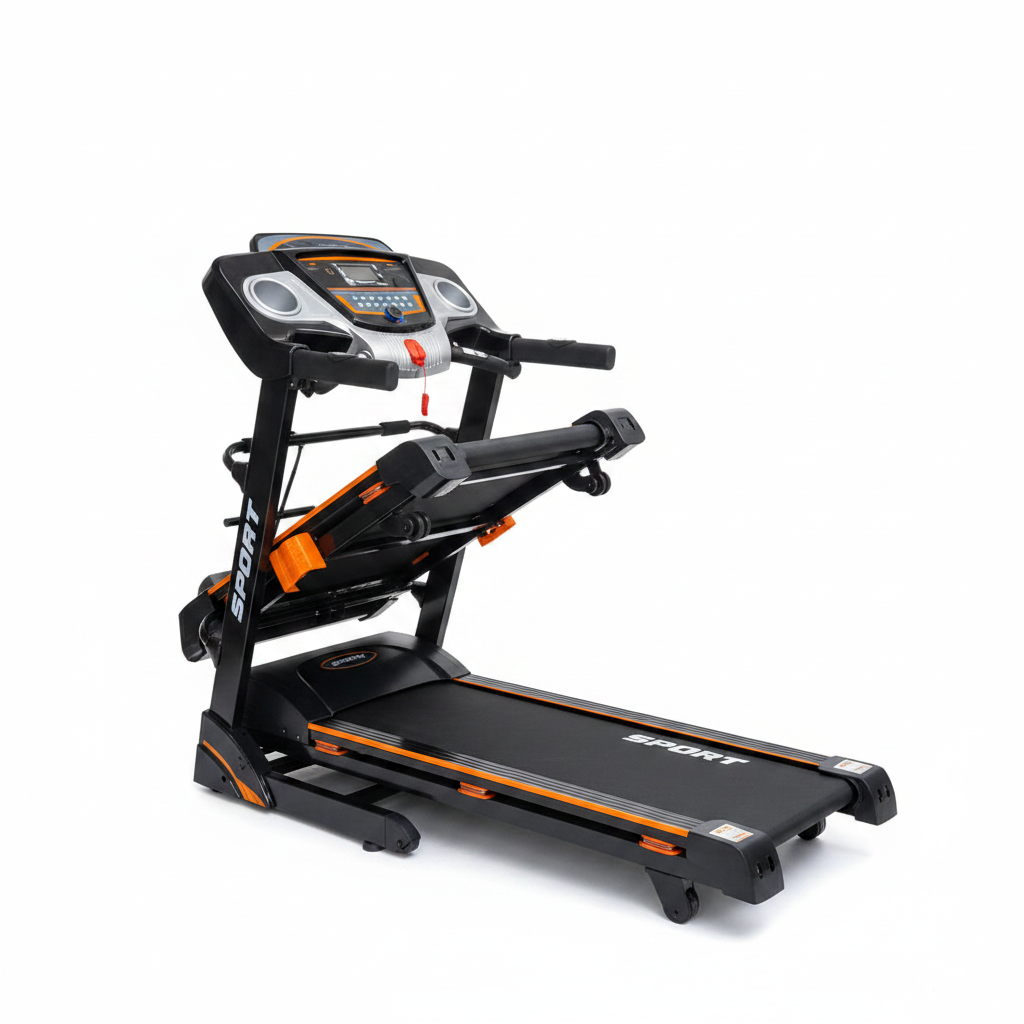 Home & Commercial Sport Treadmill with Dumbbells and Massage Belt - White Background