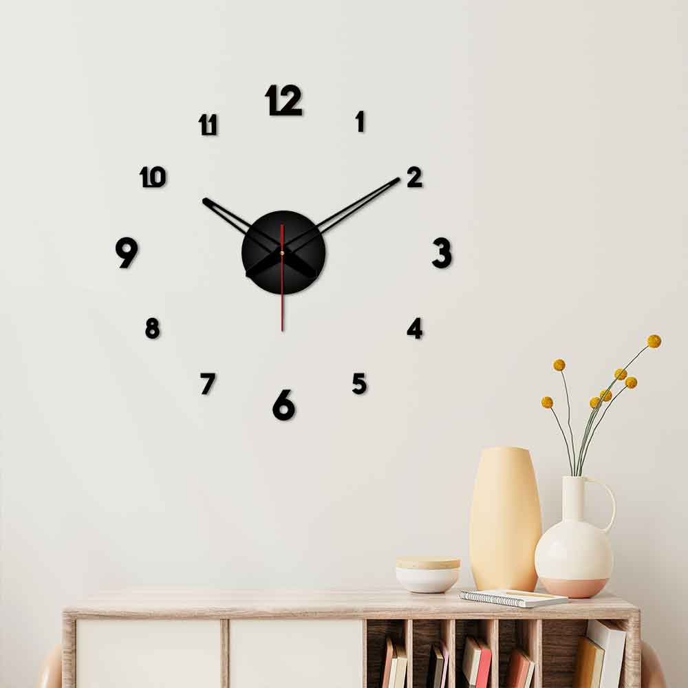 3D DIY Giant Wall Clock – Frameless Modern Design